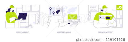 Supply chain management abstract concept vector illustrations. Supply chain management abstract concept vector illustrations. 119101626
