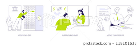 Commercial bank services abstract concept vector illustrations. 119101635