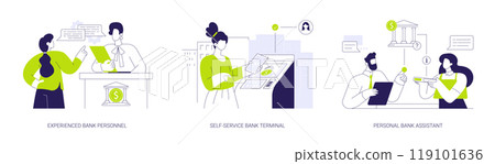 Brick and mortar bank abstract concept vector illustrations. 119101636