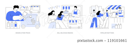 Food truck isolated cartoon vector illustrations se 119101661