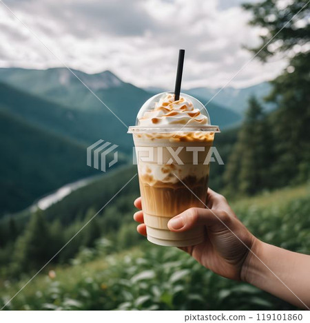 Iced Latte Oasis: Embracing Nature's Beauty 119101860