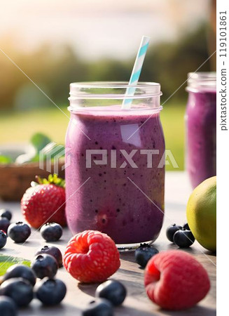 Antioxidant-Rich Summer Treats: Mixed Berry Smoothies 119101861
