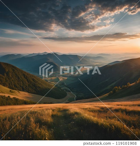Slovakia's Vrsatec: Scenic Sunset Mountain View 119101908