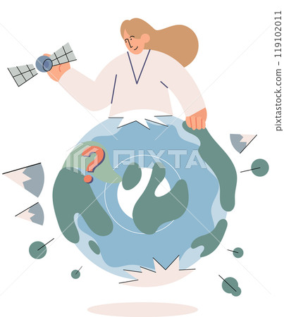 Scientist woman. Vector illustration. The scientist woman concept challenges gender stereotypes in scientific occupations Ecology is fundamental branch scientific study Scientific experiments 119102011