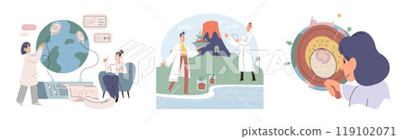 Scientist woman. Vector illustration. The scientist woman metaphor symbolizes brilliance and tenacity women in science Inventions by scientists have revolutionized way we communicate and connect 119102071