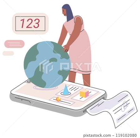 Scientist woman. Vector illustration. Inventions in biotechnology have transformed various industries Women scientists contribute to advancement scientific knowledge and innovation Scientific research 119102080