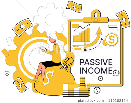 Passive income vector illustration. Investing, silent sculptor, molds statues wealth in gallery passive income Increase is silent whisper propels passive income to new heights financial achievement Passive income vector illustration. Investing, silent sculptor, molds statues wealth in gallery passive income Increase is silent whisper propels passive income to new heights financial achievement 119102124