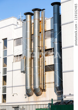 Air vent ducts of air conditioning and ventilation system on the building 119102465