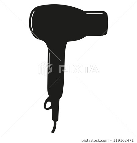 Hair dryer vector icon on a white background. Hair dryer vector icon on a white background. 119102471