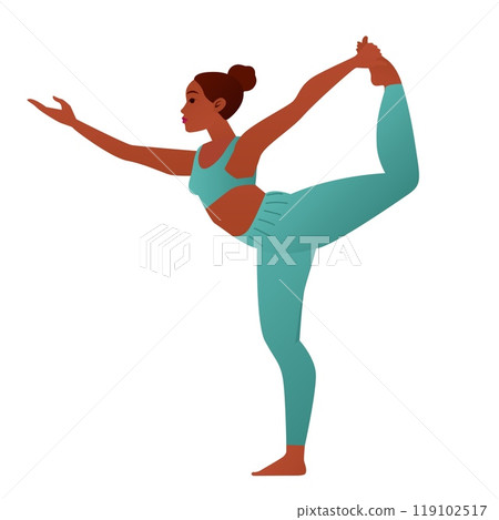 Yogini in Dancer Pose Natarajasana Graceful Yoga Balance Vector Illustration 119102517