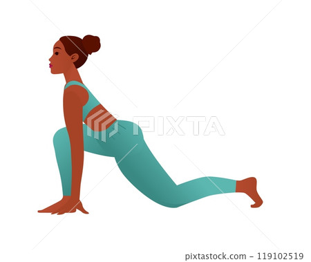 Yogini in Equestrian Pose, Ashwa Sanchalanasana. Vector Illustration of a Low Lunge 119102519