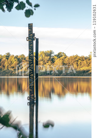 water level indicator in lake in Germany 119102631