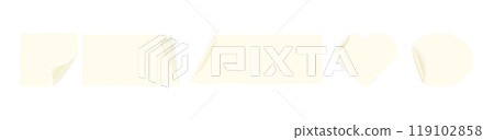 A set of beige paper stickers in various geometric shapes round, square, rectangular , heart shapes with curved corners. Blank adhesive paper or plastic stickers. Vector reminders for design A set of beige paper stickers in various geometric shapes round, square, rectangular , heart shapes with curved corners. Blank adhesive paper or plastic stickers. Vector reminders for design 119102858