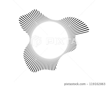 Circular sound wave for audio music . Sound line, radial spectrum, sound equalizer, circular pattern Circular wavy frame. Infographic element. Vector radial spectrum. 119102863
