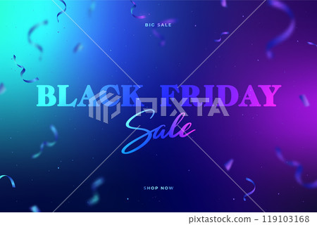 Dynamic Black Friday sale banner with floating confetti Dynamic Black Friday sale banner with floating confetti 119103168