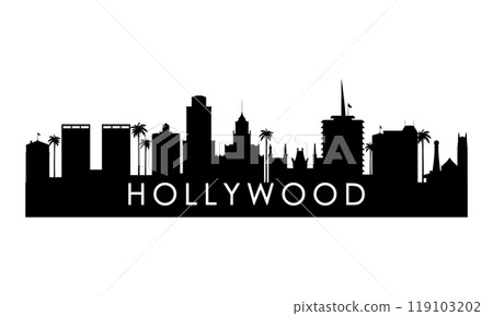 Hollywood skyline silhouette. 119103202