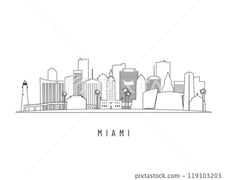 Detailed Miami skyline vector illustration. Detailed Miami skyline vector illustration. 119103203