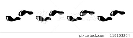 Human footprint black on white, foot and toes finger print Human footprint black on white, foot and toes finger print 119103264