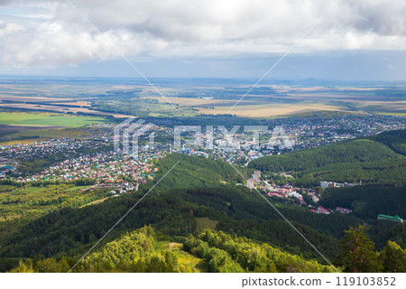 Belokurikha aerial view. Rural Russian landscape photography 119103852