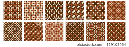 Luxury premium cover design set. Abstract background with brown line pattern. Royal vector template for menu, brochure, flyer layout, invite cards Luxury premium cover design set. Abstract background with brown line pattern. Royal vector template for menu, brochure, flyer layout, invite cards 119103964