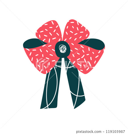 A textured retro bow or ribbon in a flat vector style 119103987