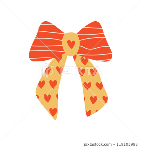 A textured retro bow or ribbon in a flat vector style A textured retro bow or ribbon in a flat vector style 119103988