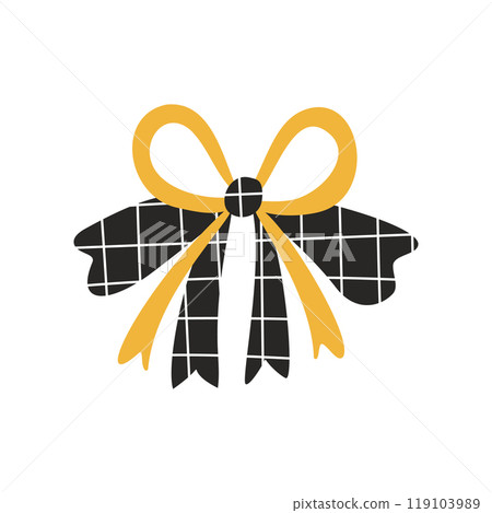 A textured retro bow or ribbon in a flat vector style A textured retro bow or ribbon in a flat vector style 119103989