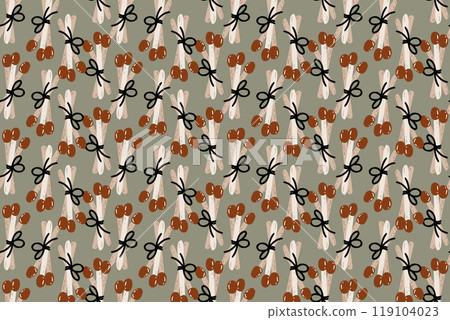 Row of Matches Pattern on a green background. Seamless pattern. Hand-drawn matches. Row of Matches Pattern on a green background. Seamless pattern. Hand-drawn matches. 119104023