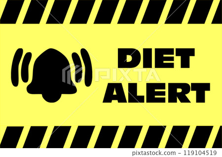 Image of a yellow and black about Diet warning web banner with a bell. Image of a yellow and black about Diet warning web banner with a bell. 119104519
