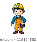 Little mine worker in uniform, cartoon character isolated on white 119104562