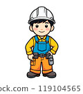 Cute mine worker in uniform, cartoon character isolated on white 119104565