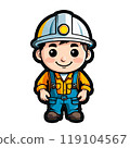 Cute mine worker in professional uniform, cartoon character on white 119104567
