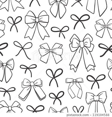 Hand drawn black and white different bows seamless pattern Hand drawn black and white different bows seamless pattern 119104588