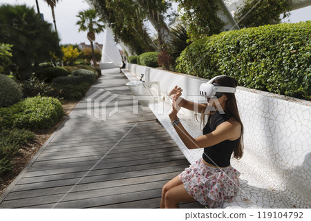 Immerse yourself in a captivating Virtual Reality Experience set in a beautiful outdoor environment Immerse yourself in a captivating Virtual Reality Experience set in a beautiful outdoor environment 119104792