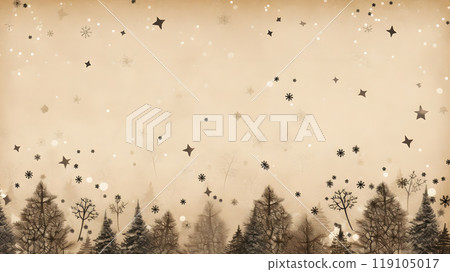 christmas patterns on craft paper background, generative ai 119105017
