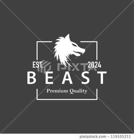 black silhouette design logo wolf wild animal simple illustration template 119105251