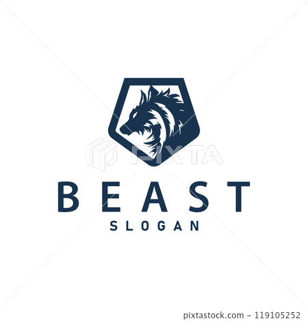 black silhouette design logo wolf wild animal simple illustration template 119105252