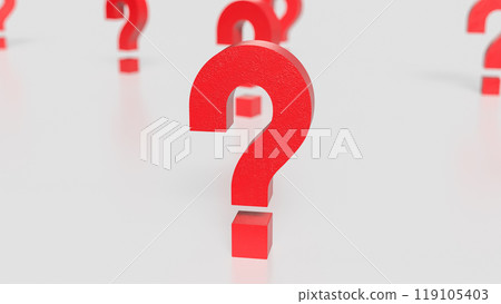 The red question mark on white background 3d rendering. 119105403