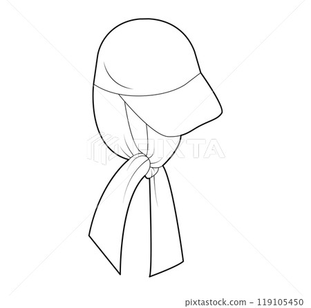Flap Cap Hat with tie scarf. Summer Head Fashion accessory clothing technical illustration. Vector headgear for Men, 119105450