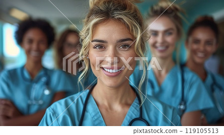 A group of healthcare workers providing community care A group of healthcare workers providing community care 119105513