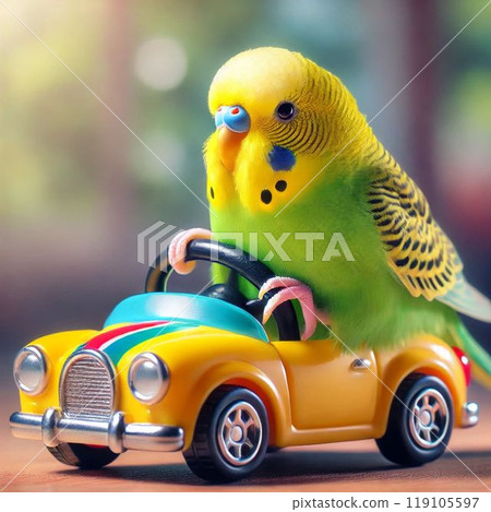 虎皮鸚鵡騎在車裡 119105597