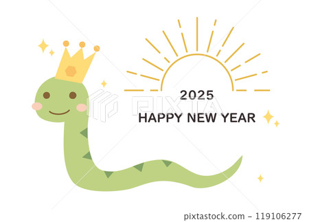 Illustrated card for New Year's cards for the Year of the Snake in 2025 119106277