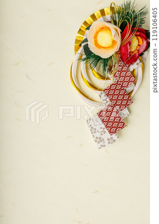 Japanese-style background | New Year's decorations (vertical position) 119106405