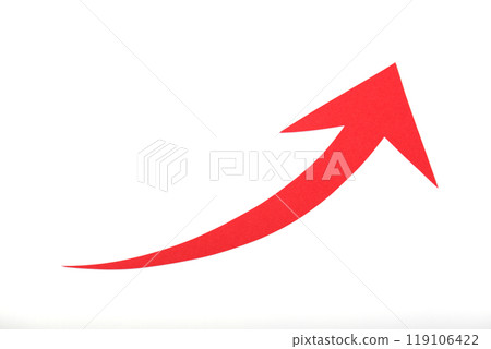 Sloping red paper cut arrow material 119106422