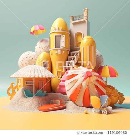 Generative AI. Summer holidays accessories.  119106480