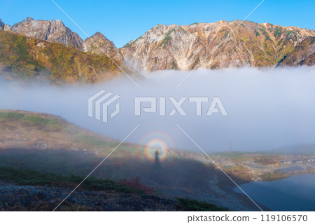 Climbing Mt. Karamatsu in autumn (Brocken phenomenon) Climbing Mt. Karamatsu in autumn (Brocken phenomenon) 119106570