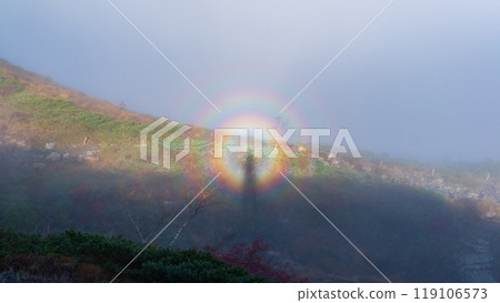 Climbing Mt. Karamatsu in autumn (Brocken phenomenon) 119106573
