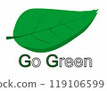 Green leaf symbol with text "Go Green" 119106599