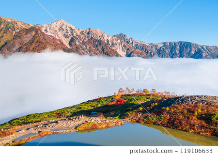 秋天攀登唐松岳（從八方池看到的白馬三山） 119106633