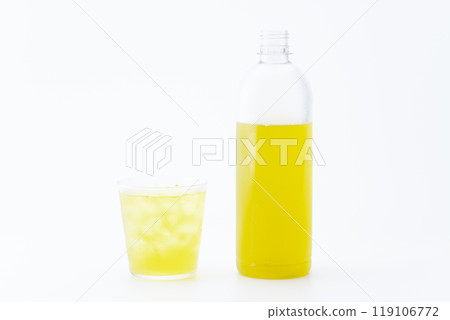 塑膠瓶和玻璃中的綠茶 塑膠瓶和玻璃中的綠茶 119106772